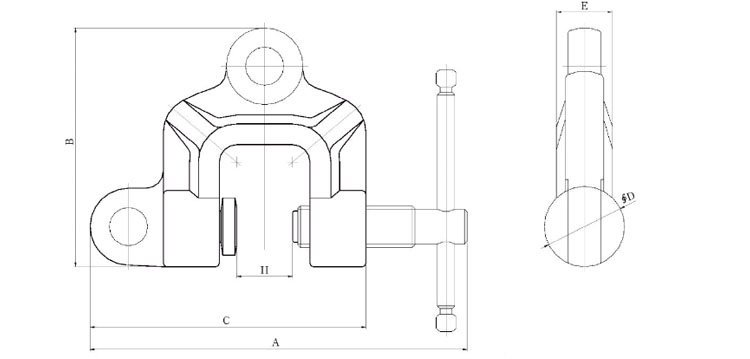 雙眼螺旋鎖緊鋼板吊鉗尺寸