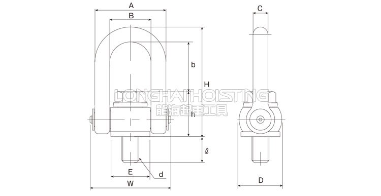 日本速浪鐵工NANIWA ME旋轉(zhuǎn)吊環(huán)尺寸圖
