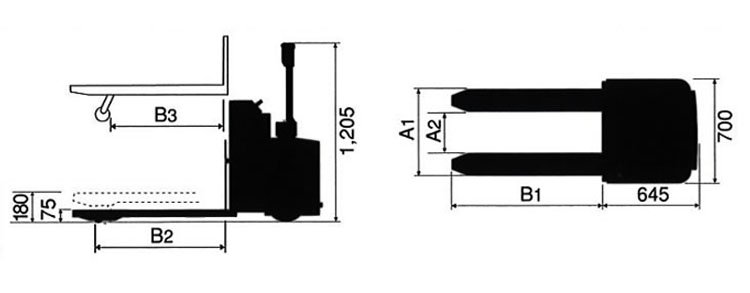 BISHAMON SDH電動(dòng)液壓搬運(yùn)車(chē)尺寸圖