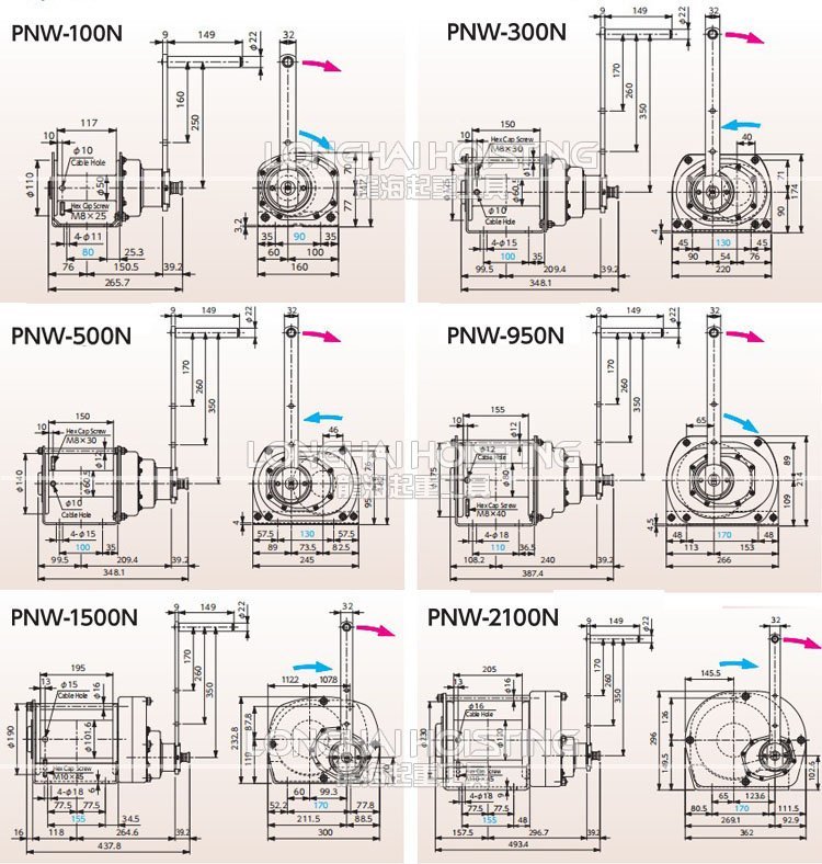 日本FUJI PNW手動(dòng)絞盤尺寸圖