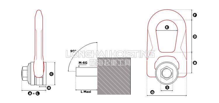 FE.DSR萬向旋轉(zhuǎn)吊環(huán)尺寸